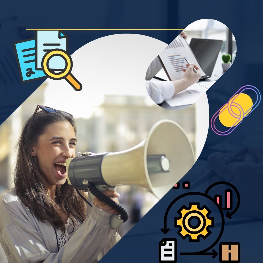 Icons Showing Content Marketing Strategy Audience Engagement and Digital Promotion
