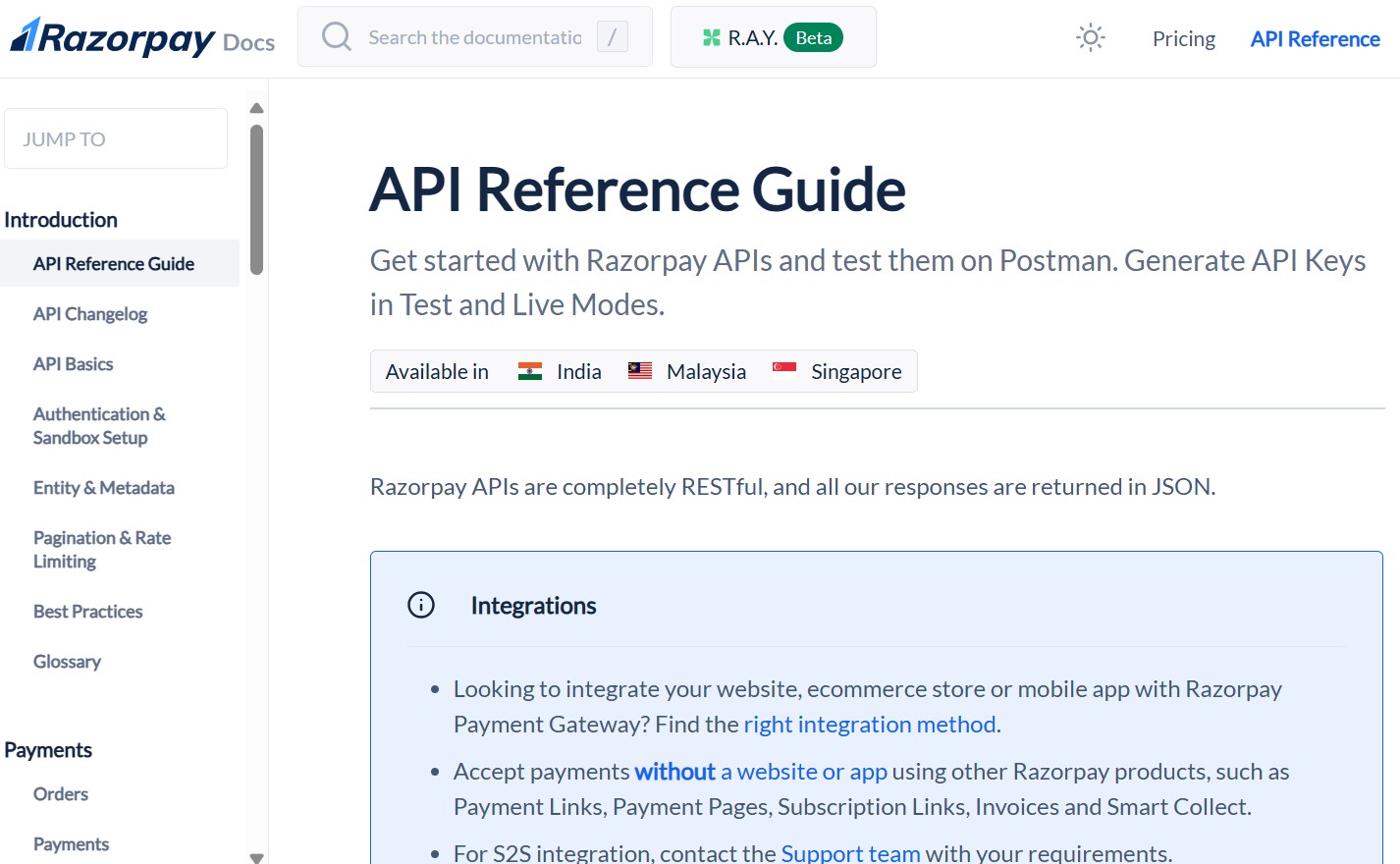 apidocumentationofrazorpay Home Razo Pay Api Documentation