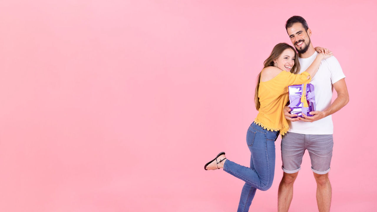 Girlfriend Celebrating Fathers Day with Boyfriend Home a Girlfriend Expressing Heartfelt Fathers Day Wishes to Her Boyfriend