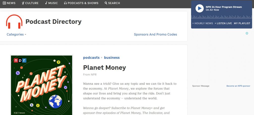 NPRs Planet Money LongForm Podcast Content Example Home Npr Planet Money Podcast As a Long form Audio Content Example
