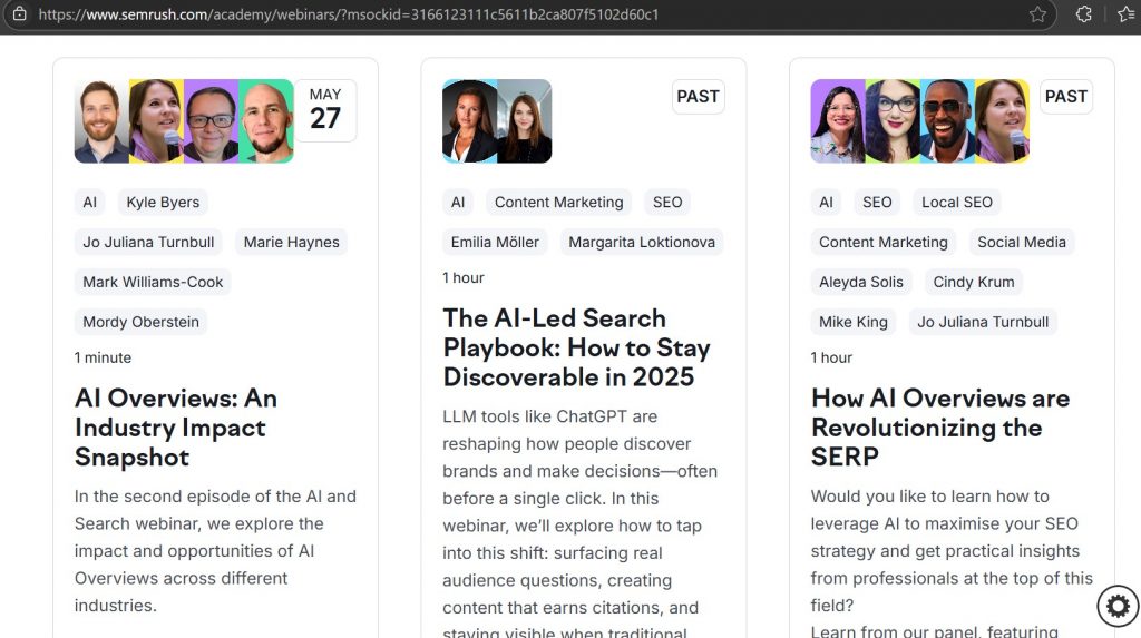 SEMrush Live Sessions Webinar LongForm Content Example Home Semrush Webinar Session As a Long form Content Example