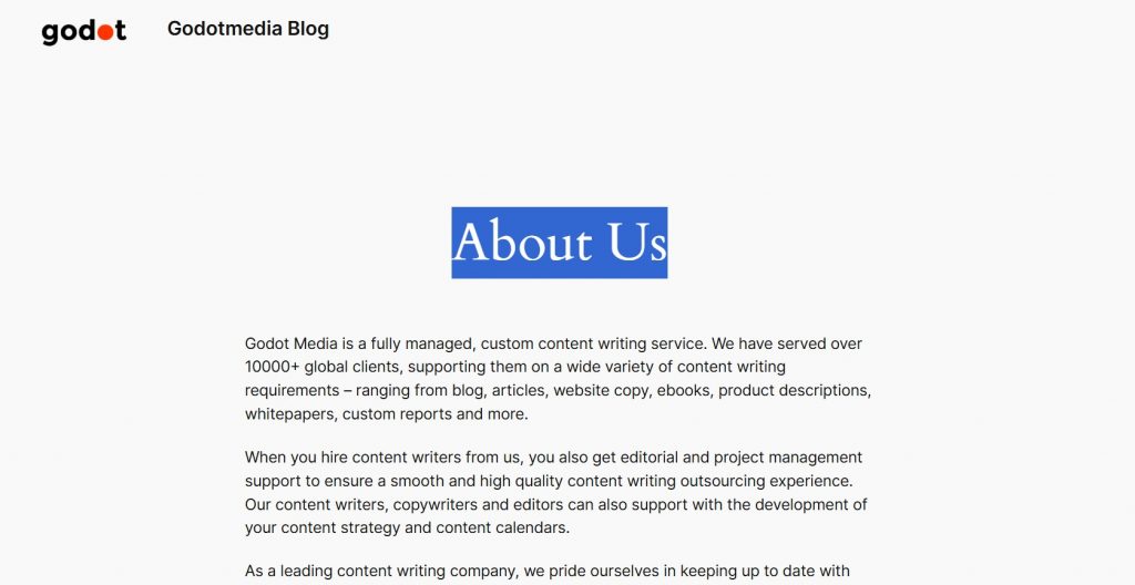 Godot Media Content Agency Creating Blogs Social Posts and Ebooks