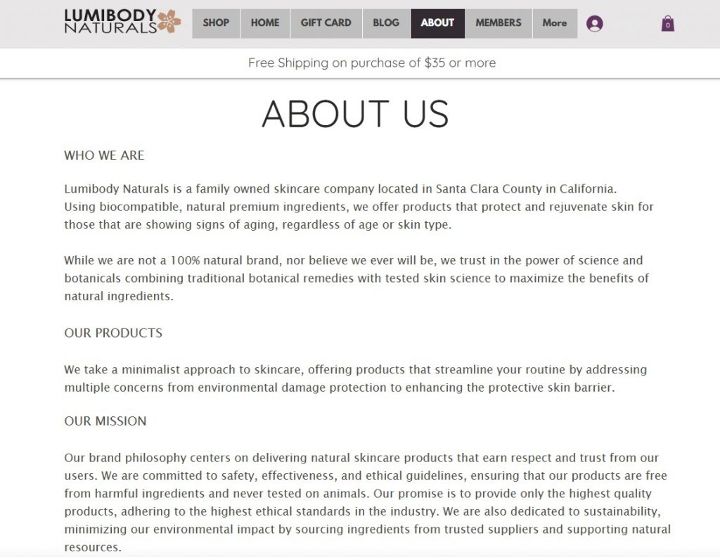 Lumibody Naturals About Us Wordsmithh Blog About Us Page of Lumibody Naturals a Skincare Brand