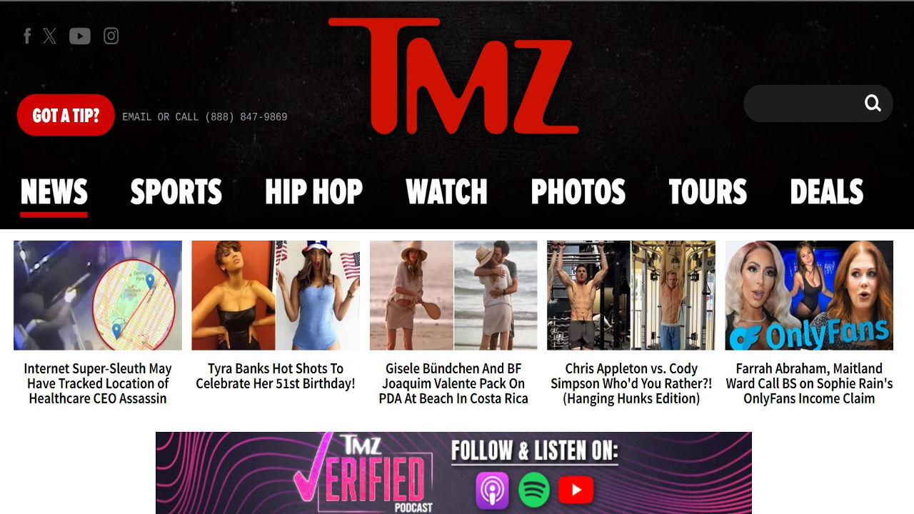 Homepage of TMZ blog