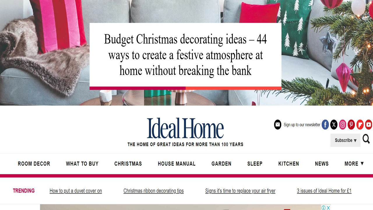 Homepage of Ideal Home blog