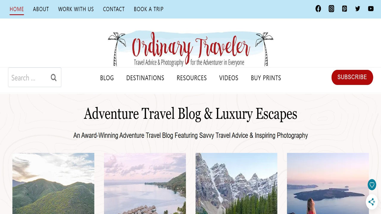 Homepage of Ordinary traveler blog