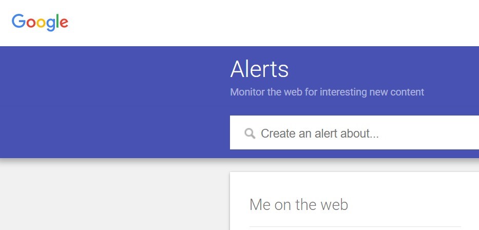 Home page of Google Alerts