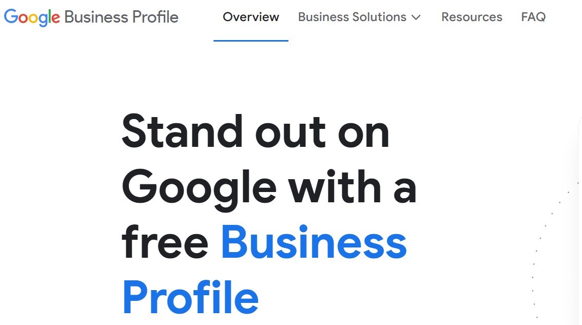 Home page of Google My Business