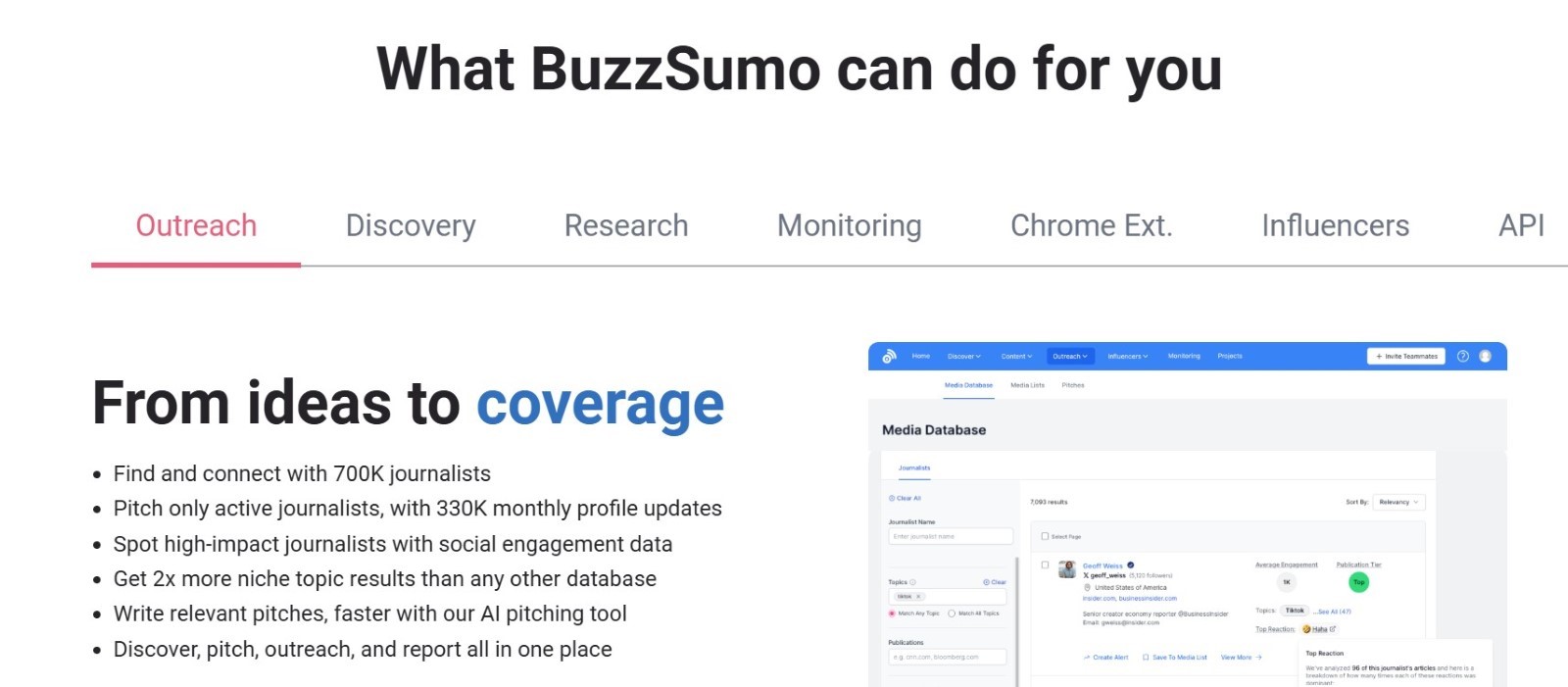 Buzzsumo home page image