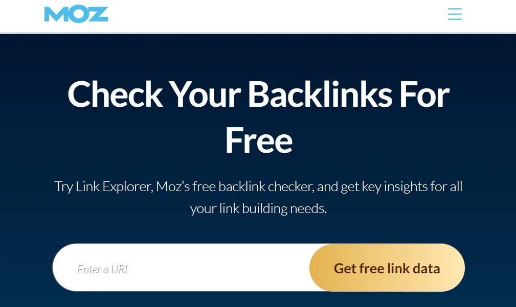 Moz link explorer home page image