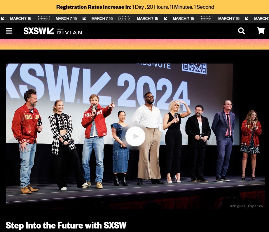 Home page of SXSW events