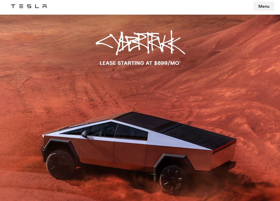 Home page of Tesla