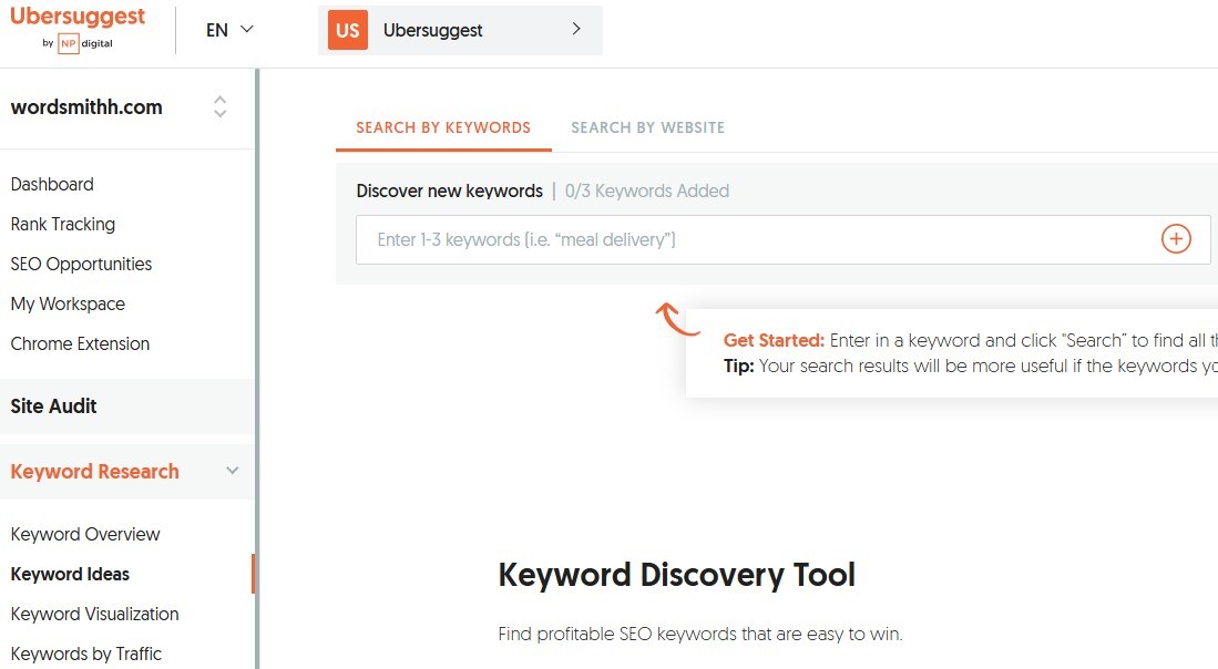 Keyword research from ubbersuggest