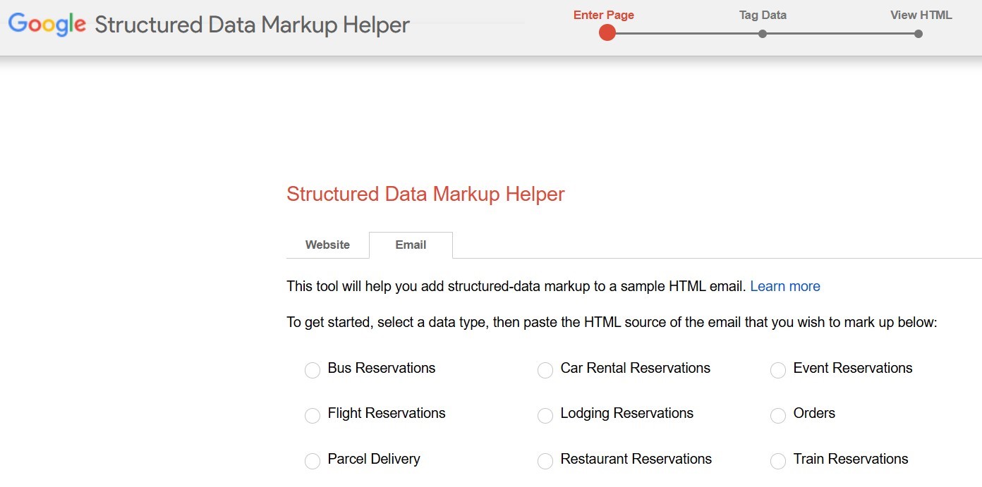 Structured schema markup from Google