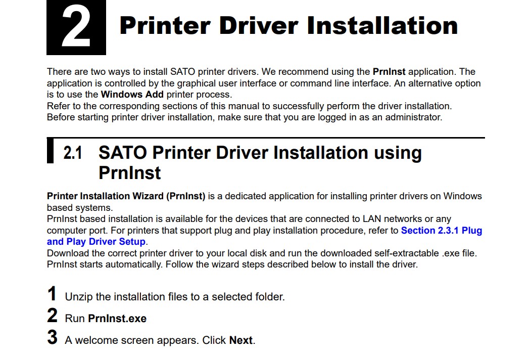 Sato printer installation guide