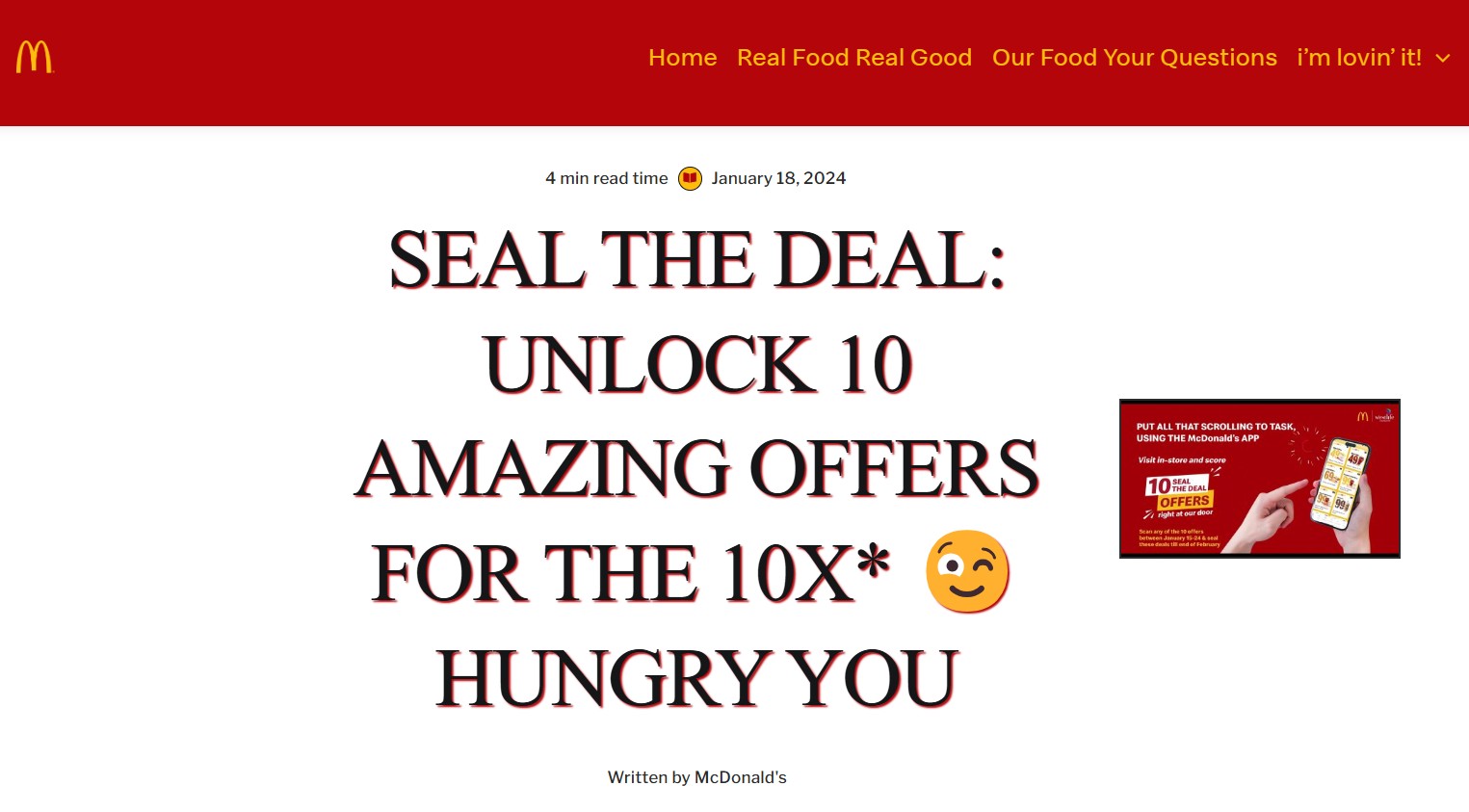 Seal the deal offer by McDonalds 