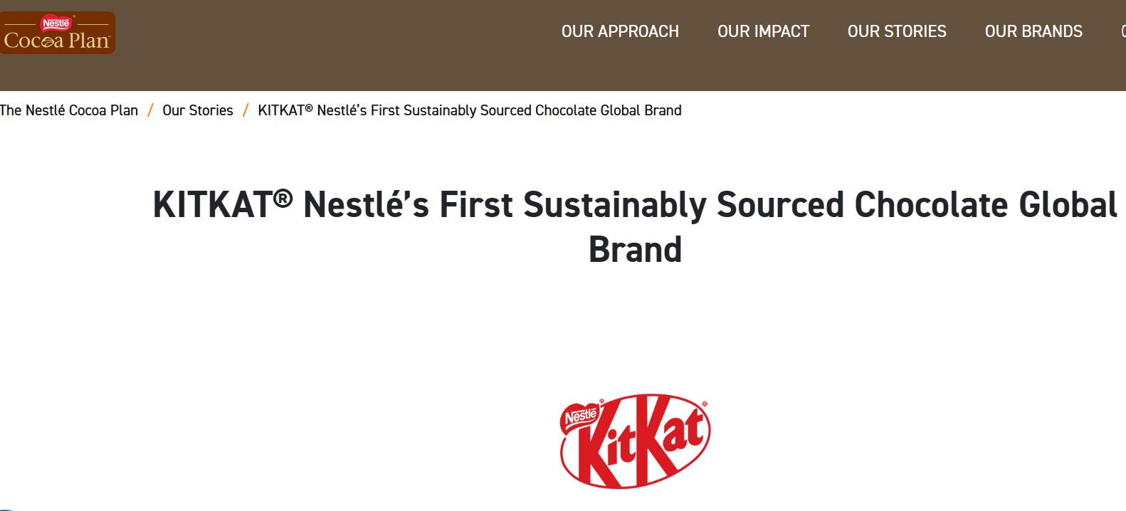 KitKat cocoa plan of Nestle