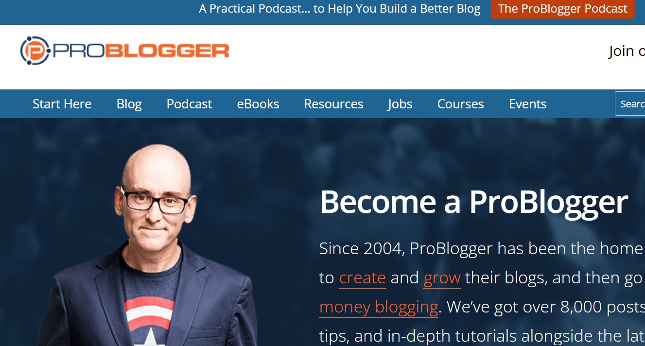 Home Page of Pro Blogger