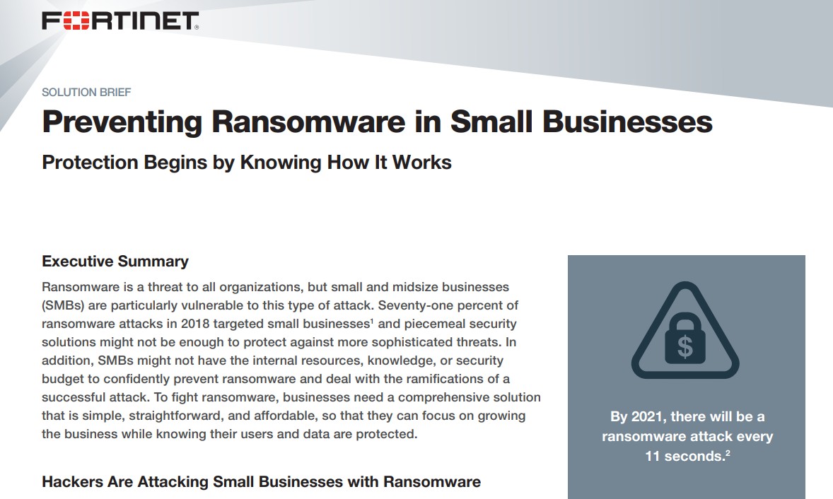 Fortinet ransomware prevention white paper