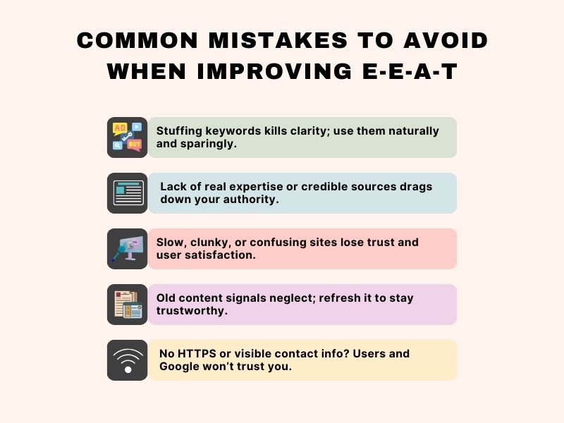 Common Mistakes to Avoid When Improving EEAT Home Mistakes to Avoid While Improving Google E e a t for Seo