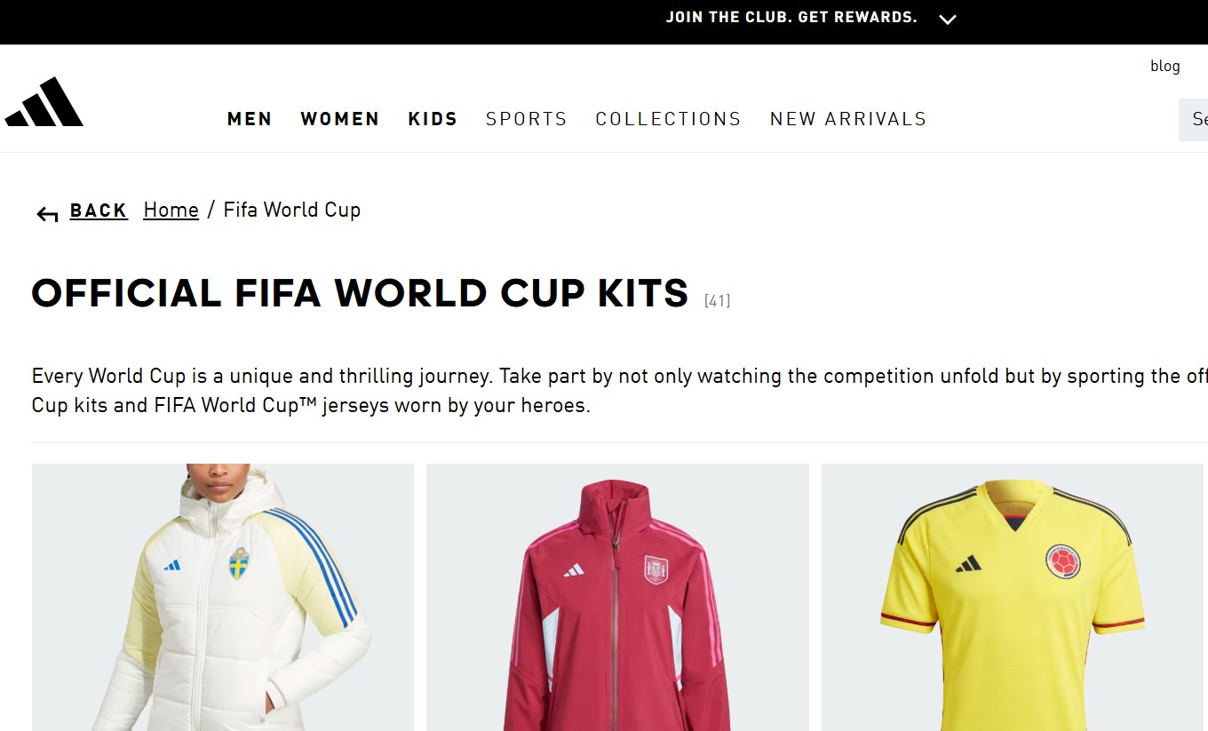 Adidas official kits for FIFA World Cup and Olympic Games
